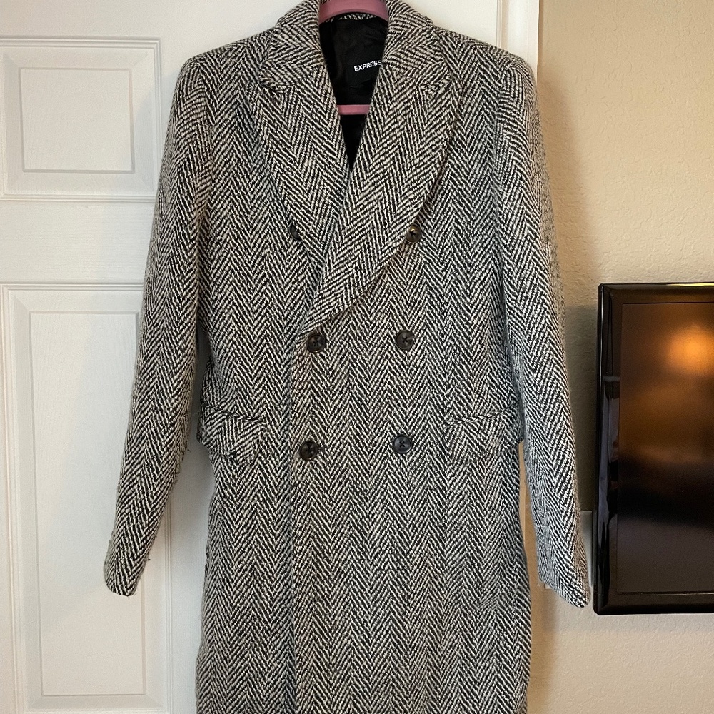 Express Tweed Print fully lined Knee Length Coat